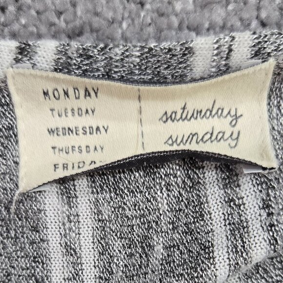 Saturday Sunday Anthropologie Gray White Stripe Ruana Open Front Poncho One Size - Picture 8 of 9
